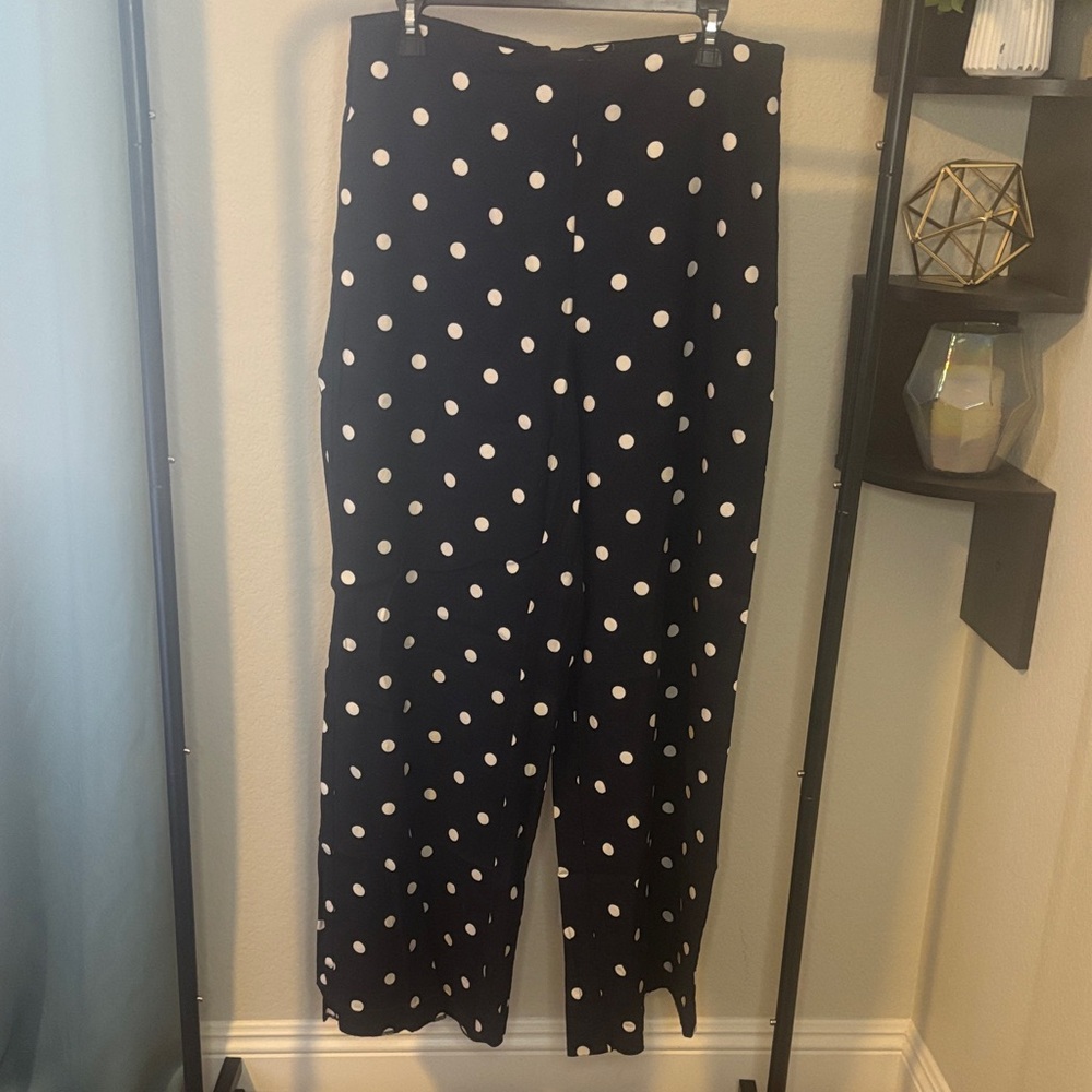 Next Navy and White Polka Dot Linen Pants